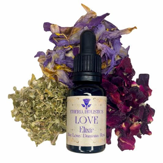 LOVE Elixir. Blue Lotus-Damiana-Rose. Organic Tincture Extract