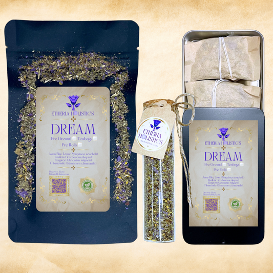 Organic Herbal DREAM Blend: Blue Lotus-Mullein-Mugwort-Chamomile. Pre-Ground/Pre-Filled Teabags