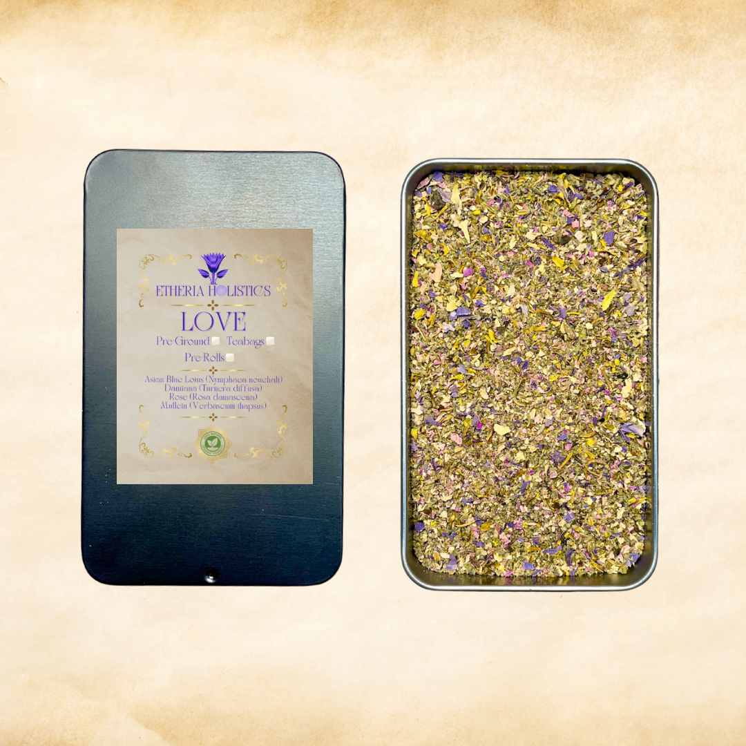 LOVE Blend (Blue Lotus, Damiana, Rose, Mullein) | Organic Pre-Ground | Loose Blend & Teabags