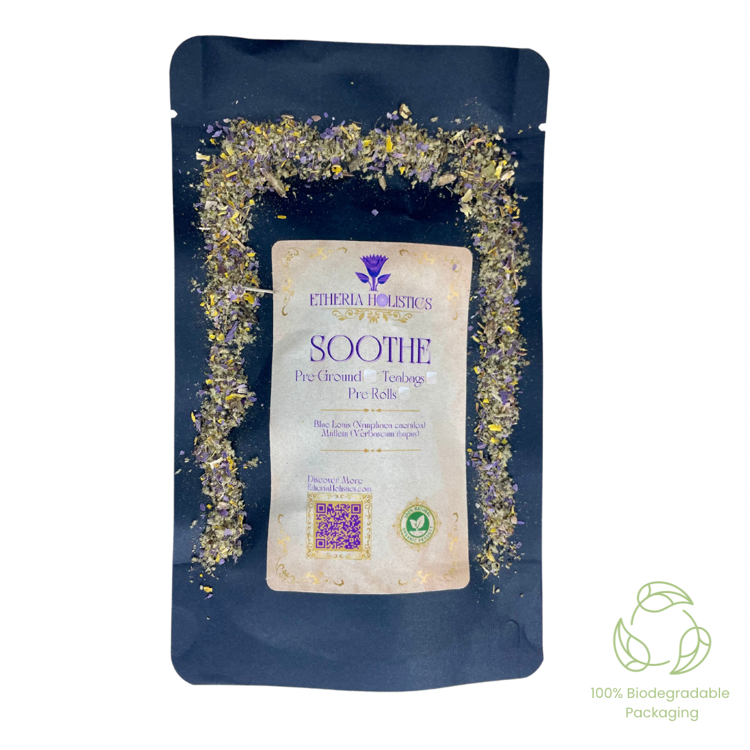 Organic Herbal SOOTHE Blend: Blue Lotus-Mullein. Pre-Ground/Pre-Filled Teabags