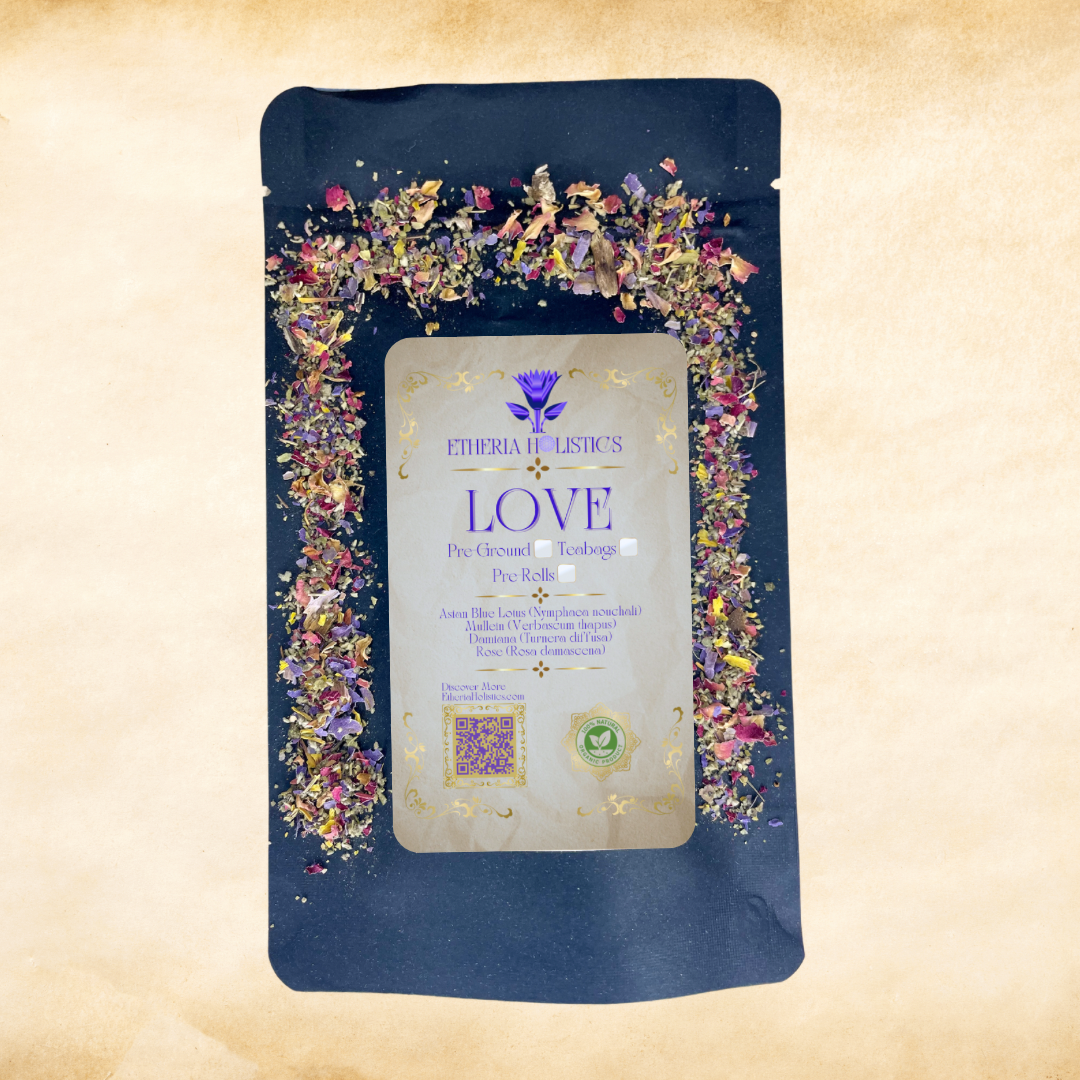 LOVE Blend (Blue Lotus, Damiana, Rose, Mullein) | Organic Pre-Ground | Loose Blend & Teabags