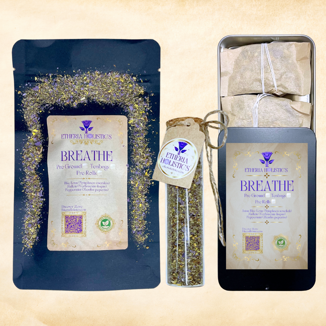 BREATHE Blend (Blue Lotus, Mullein, Peppermint) | Organic Pre-Ground | Loose Blend & Teabags