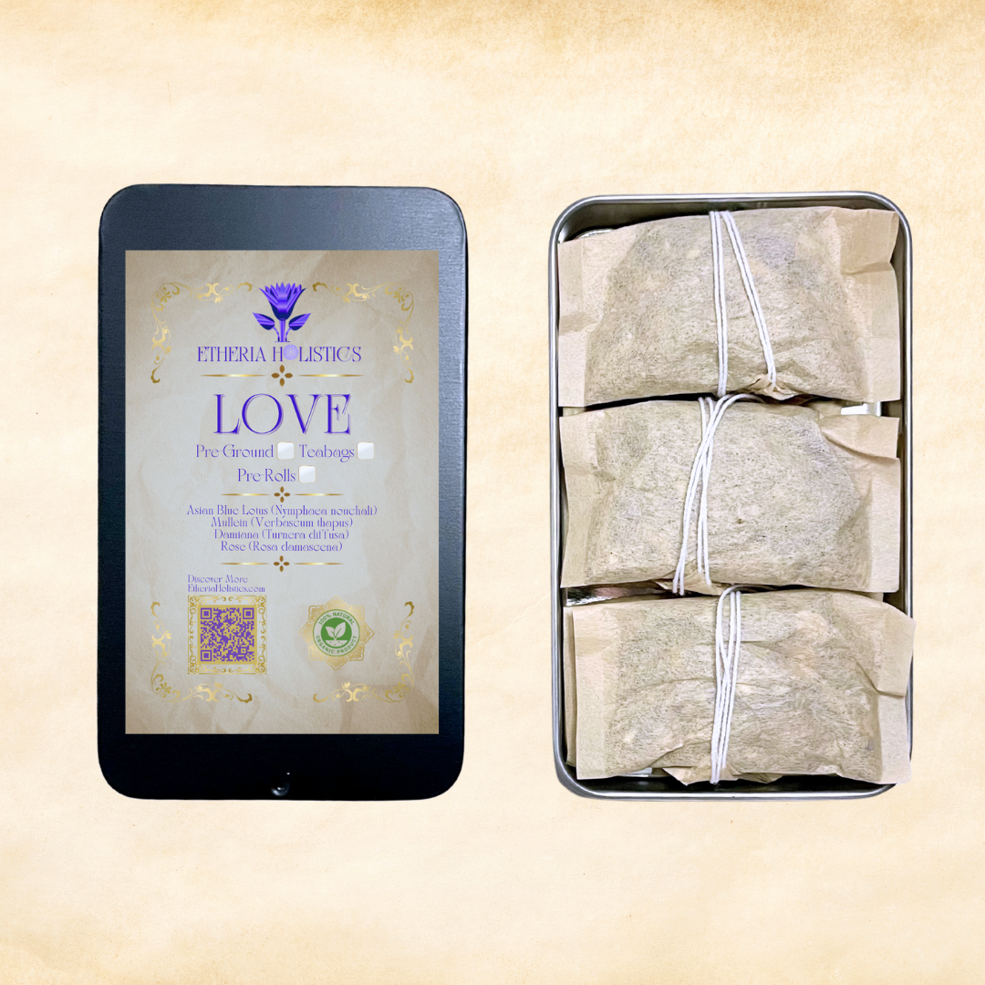 LOVE Blend (Blue Lotus, Damiana, Rose, Mullein) | Organic Pre-Ground | Loose Blend & Teabags