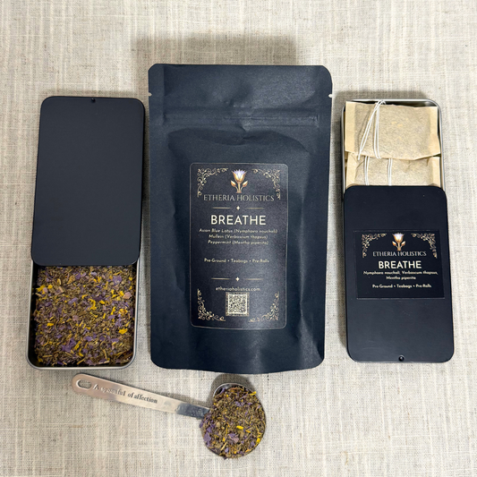 BREATHE Blend (Blue Lotus, Mullein, Peppermint) | Organic Pre-Ground | Loose Blend & Teabags