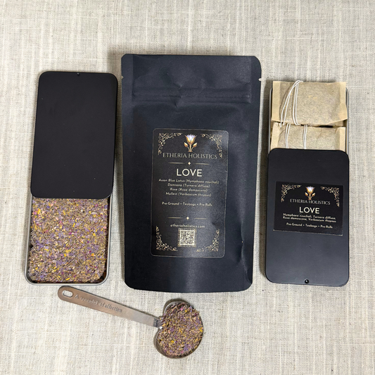 LOVE Blend (Blue Lotus, Damiana, Rose, Mullein) | Organic Pre-Ground | Loose Blend & Teabags