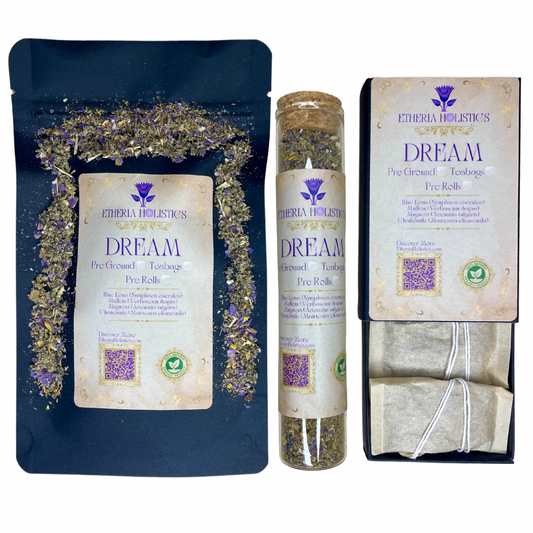 Organic Herbal DREAM Blend: Blue Lotus-Mullein-Mugwort-Chamomile. Pre-Ground/Pre-Filled Teabags