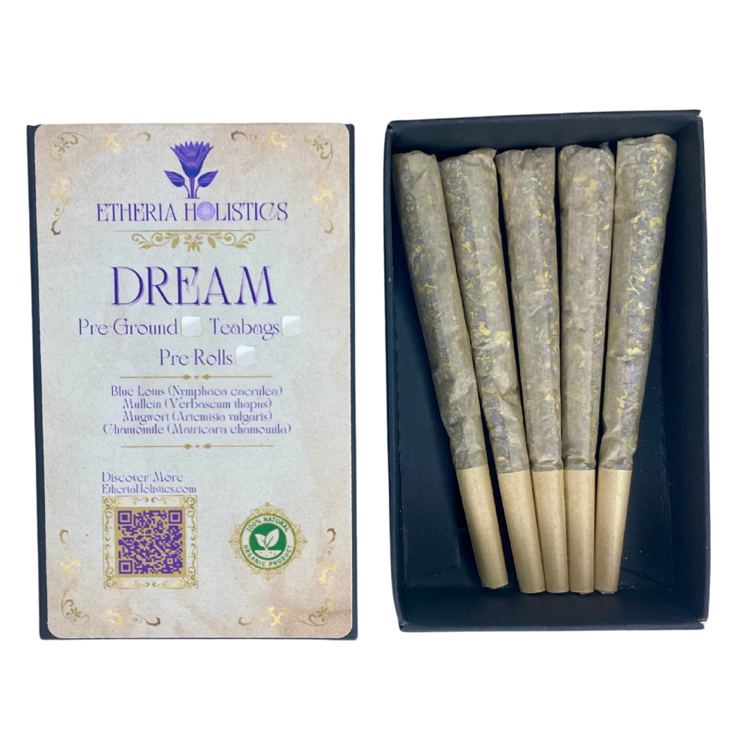 Organic Herbal DREAM Pre-Rolls: Blue Lotus-Mullein-Mugwort-Chamomile