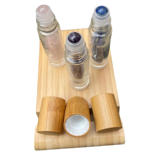 Crystal Roller Bottle — Rose Quartz, Amethyst or Lapis Lazuli | 10ml Refillable Perfume Oil Bottle