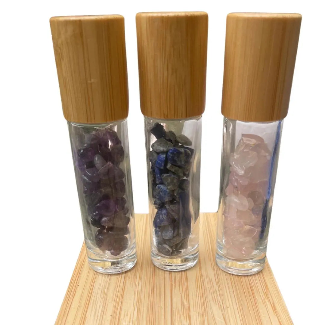 Crystal Roller Bottle — Rose Quartz, Amethyst or Lapis Lazuli | 10ml Refillable Perfume Oil Bottle