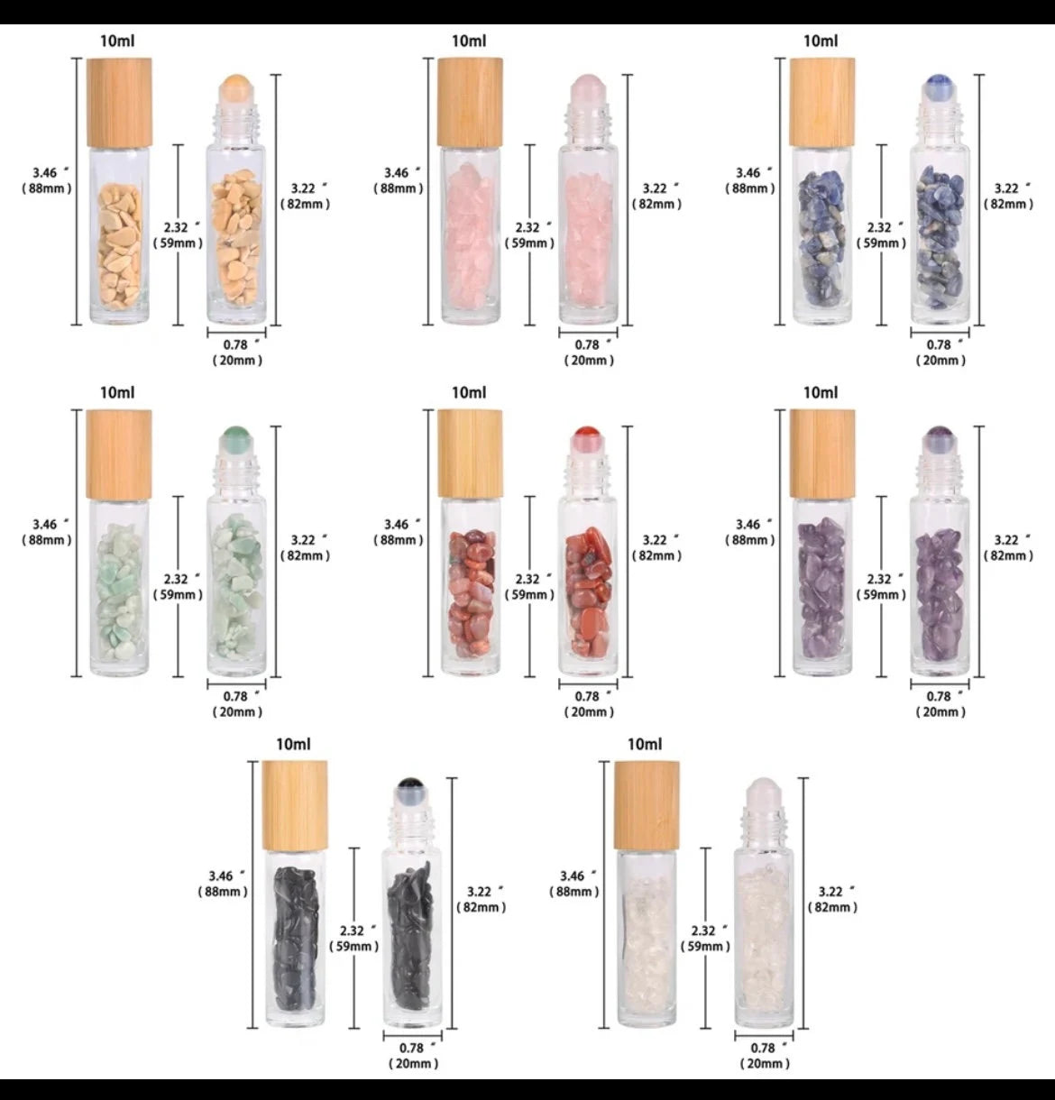 Crystal Roller Bottle — Rose Quartz, Amethyst or Lapis Lazuli | 10ml Refillable Perfume Oil Bottle
