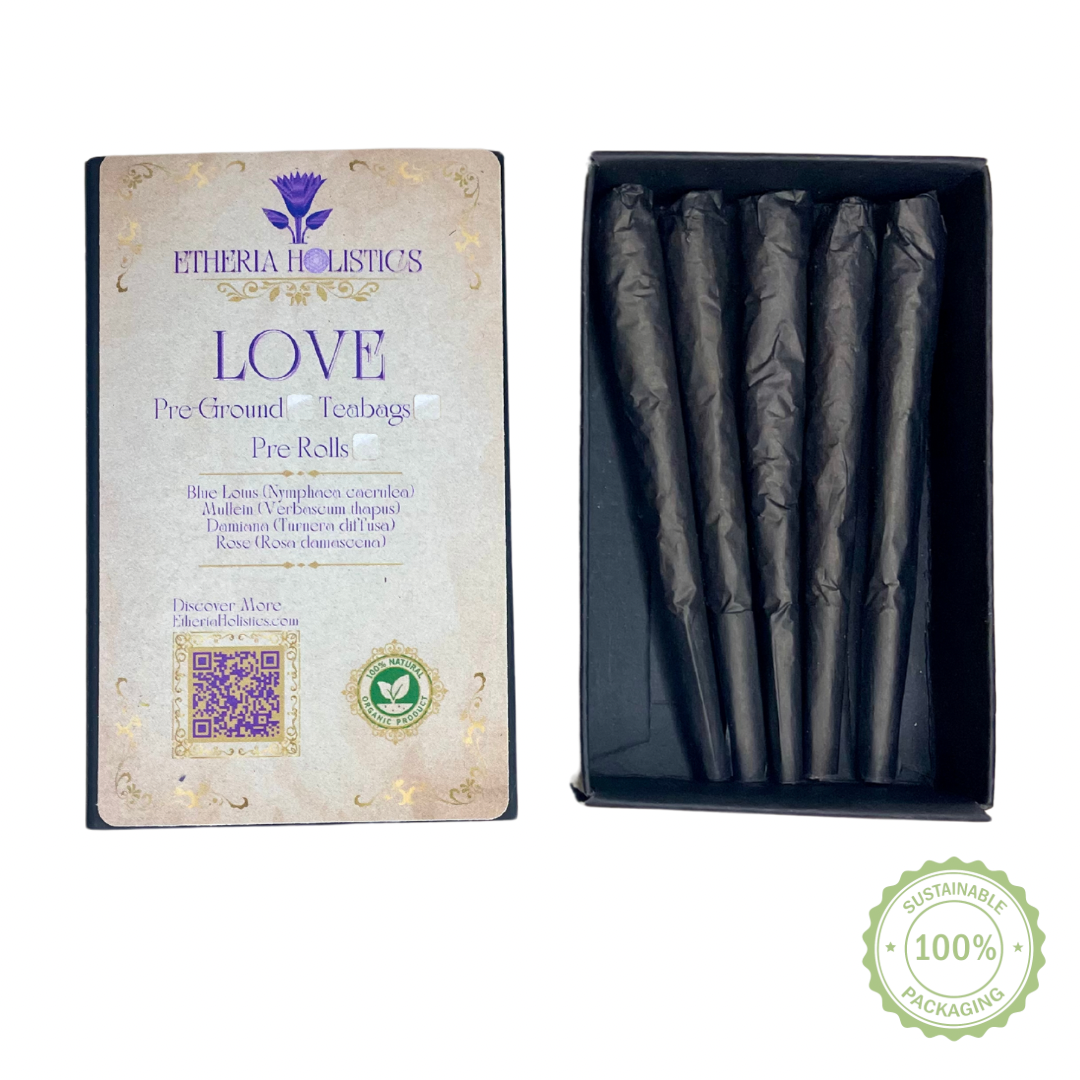 Organic Herbal LOVE Pre-Rolls: Blue Lotus-Mullein-Damiana-Rose