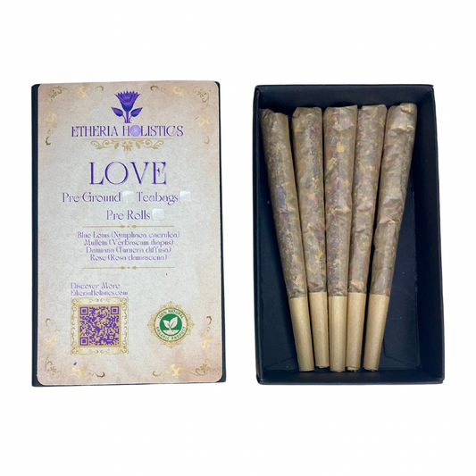 Organic Herbal LOVE Pre-Rolls: Blue Lotus-Mullein-Damiana-Rose