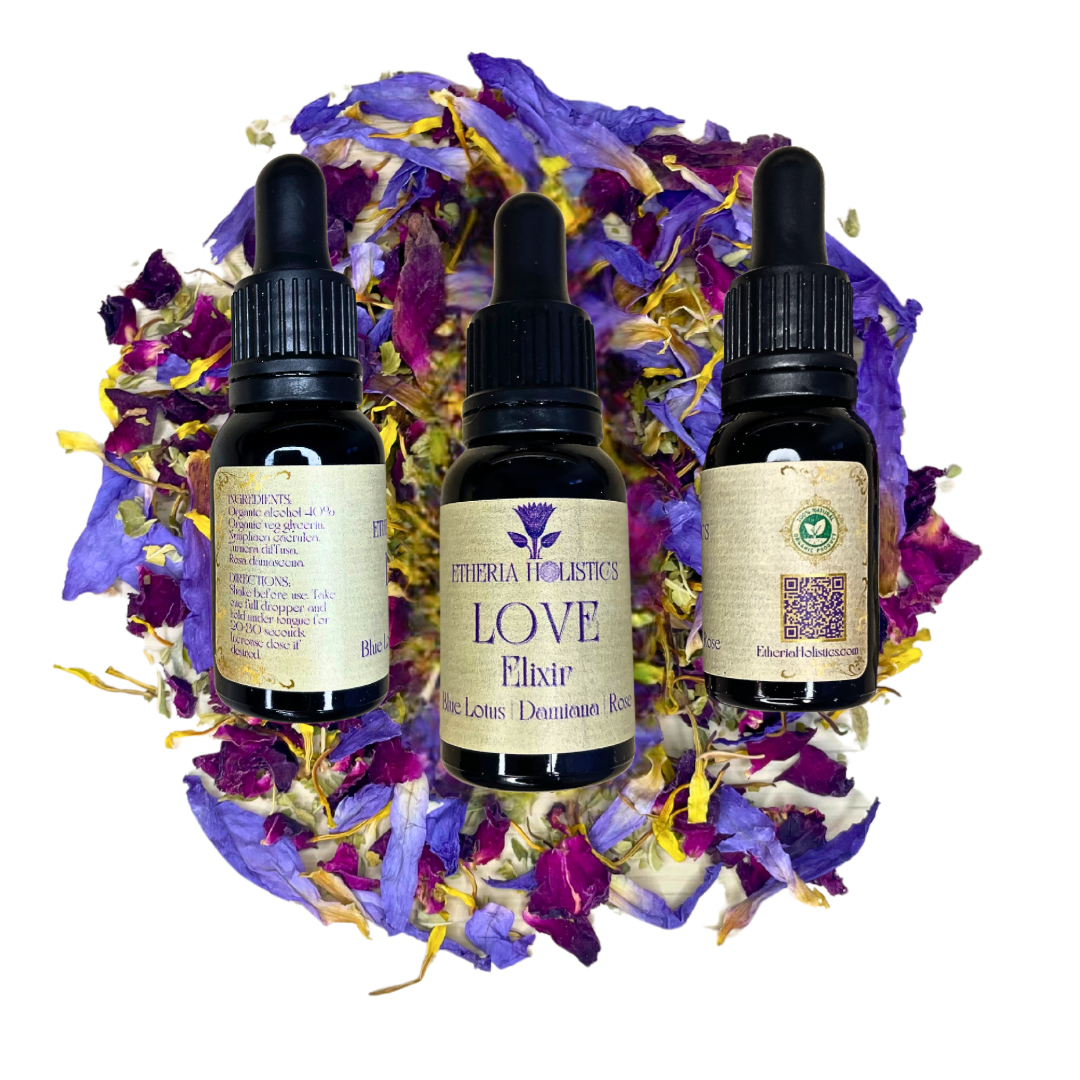 LOVE Elixir. Blue Lotus-Damiana-Rose. Organic Tincture Extract