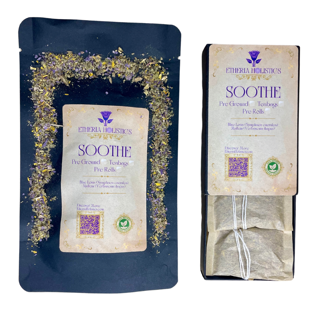 Organic Herbal SOOTHE Blend: Blue Lotus-Mullein. Pre-Ground/Pre-Filled Teabags